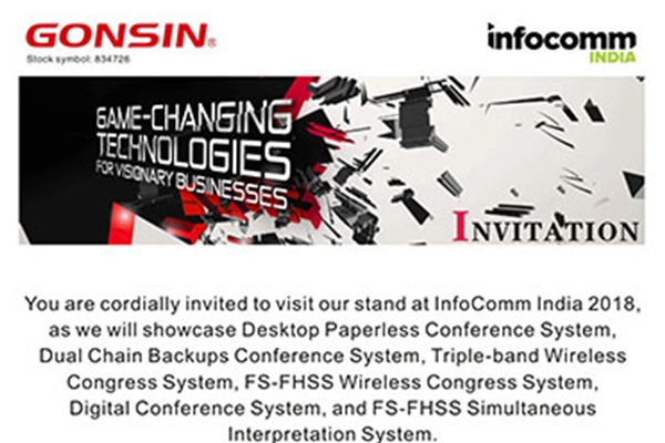 Vous êtes cordialement invité à visiter notre stand à Infocomm India 2018